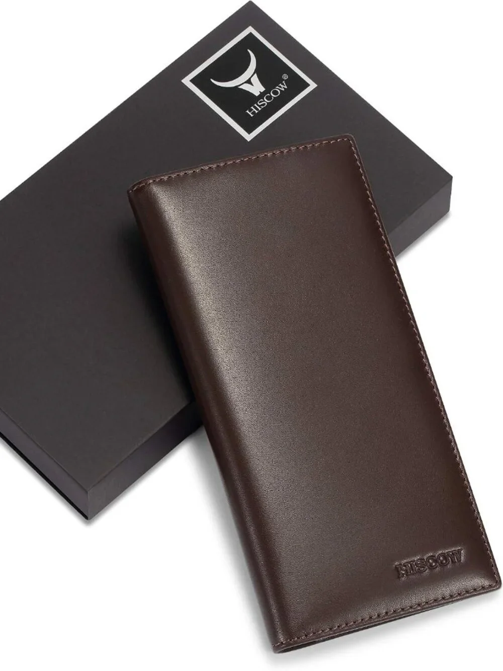 HISCOW Slim Leather Long Wallet for Men, Breast Pocket